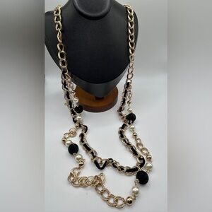 Bella Jack Gold Black Pearl Double Stranded Necklace